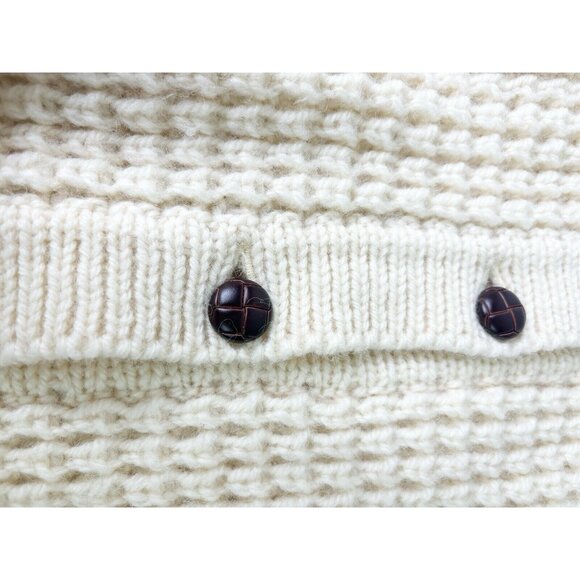 Bonner Large Irish Wool Sweater Chunky Cable Knit Fisherman Cardigan Cream New - Picture 7 of 10
